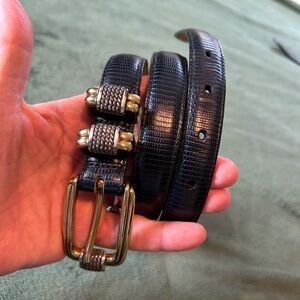 Brighton Classics Snake Print Black Leather Belt Silver And Gold  4B614 Size 32